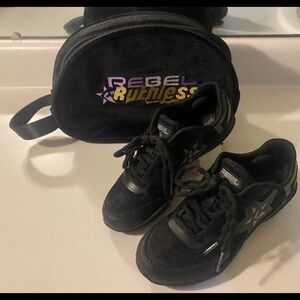 BLACKOUT REBEL RUTHLESS BLACK CHEER SHOES & TRAVEL BAG YOUTH SIZE 4.5